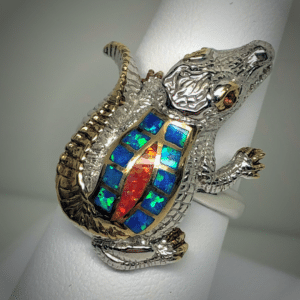 opal inlay gator ring